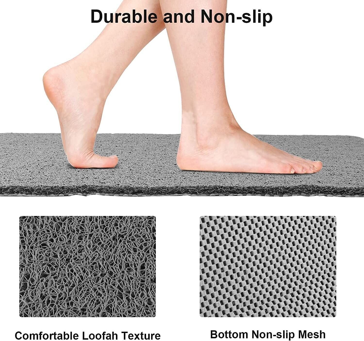 Loofah Shower Mat for inside Shower Non-Slip anti Mould PVC Bath Mat Quick Dry