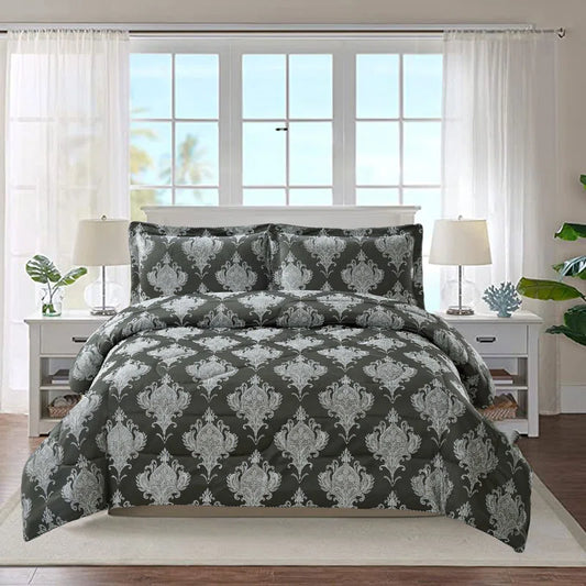 Gina Polyester Damask Bedspread with Pillowcases