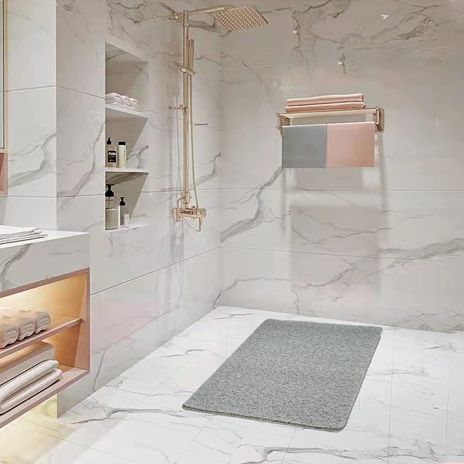 Loofah Shower Mat for inside Shower Non-Slip anti Mould PVC Bath Mat Quick Dry