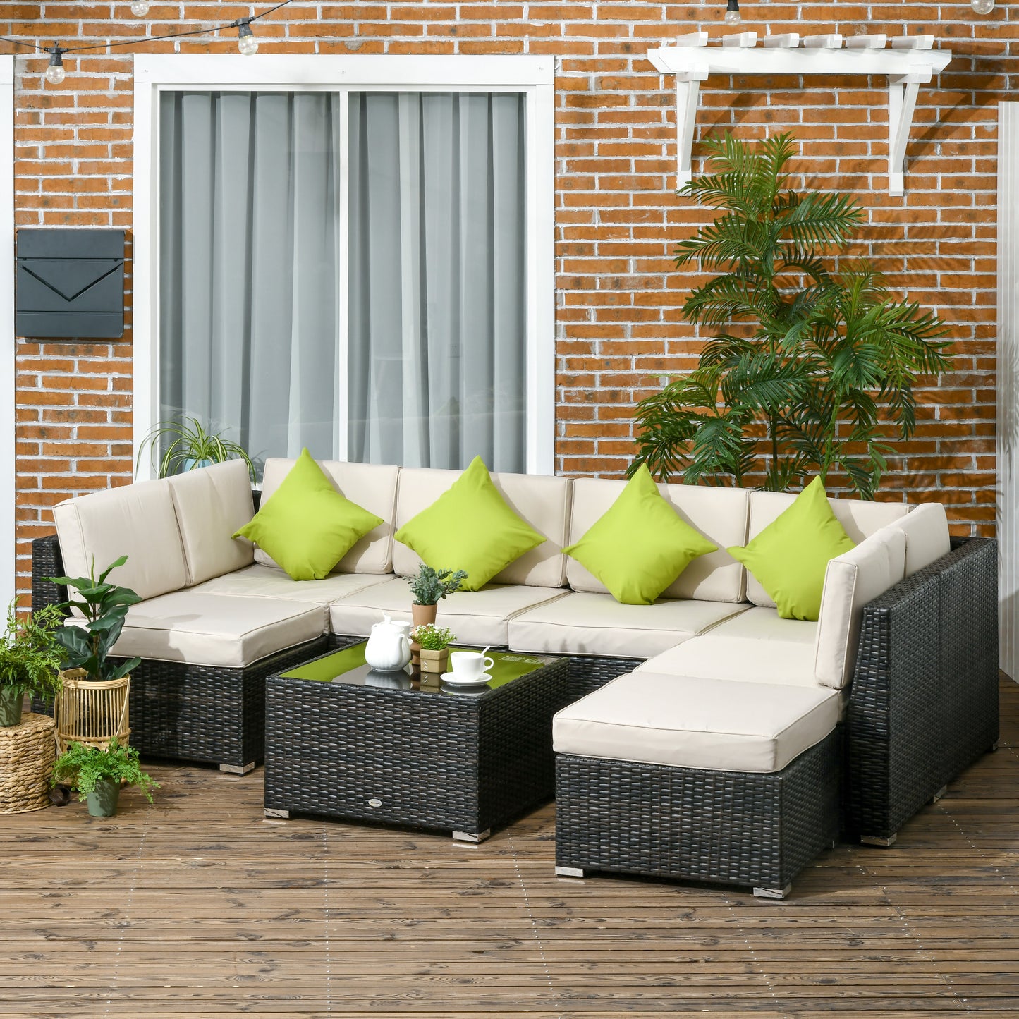 Rattan Outdoor Garden Furniture Patio Corner Sofa Set with Cushions