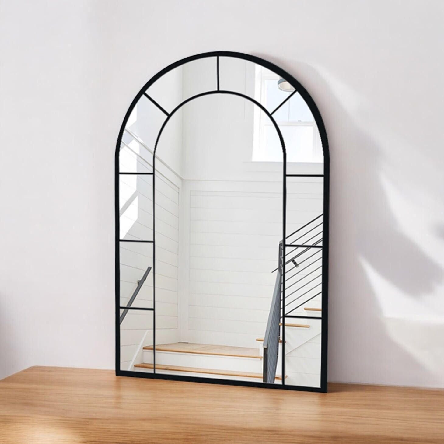 Framed Arched Mirror Wall Mounted Cast Iron Large Mirror Indoor Outdoor Garden