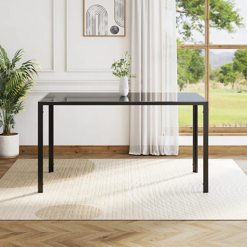 Rectangular Tempered Glass Dining Table for Kitchen Dining Room