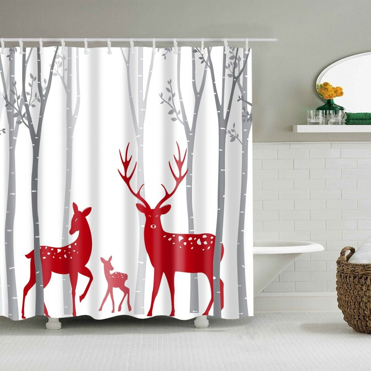 Funny Animals Shower Curtain Cute Cartoon 3D Shower Curtain Funny Cats 12 Hook