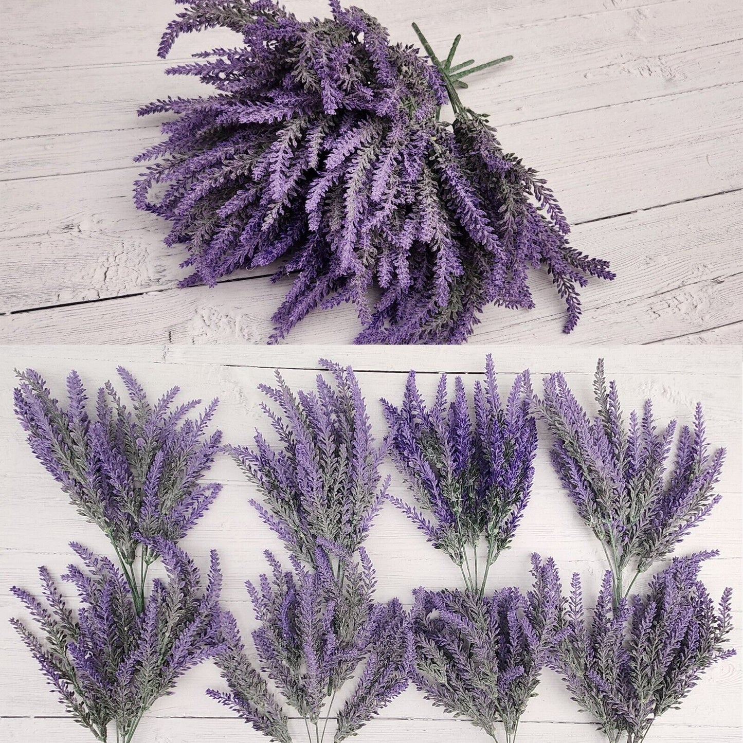 Artificial Lavender Flowers in Bundles Fake Silk Faux Lavender Plant Wooden Pots