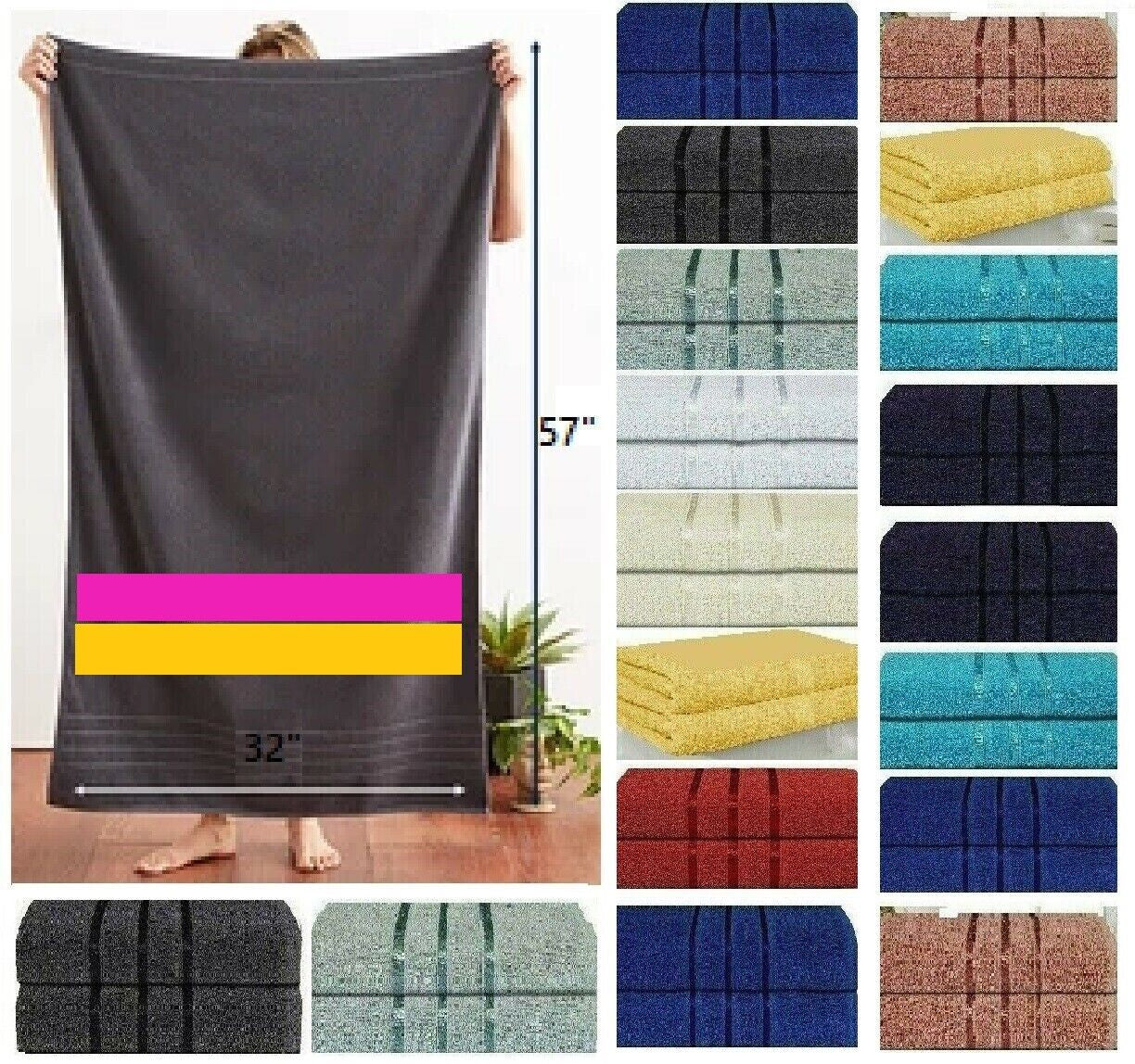 2 PACK Egyptian Luxury LARGE Bathroom TOWELS SETS BATH SHEETS Cotton Jumbo