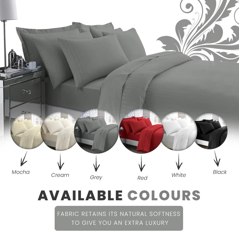 Cotton Striped Duvet Cover with Pillowcases