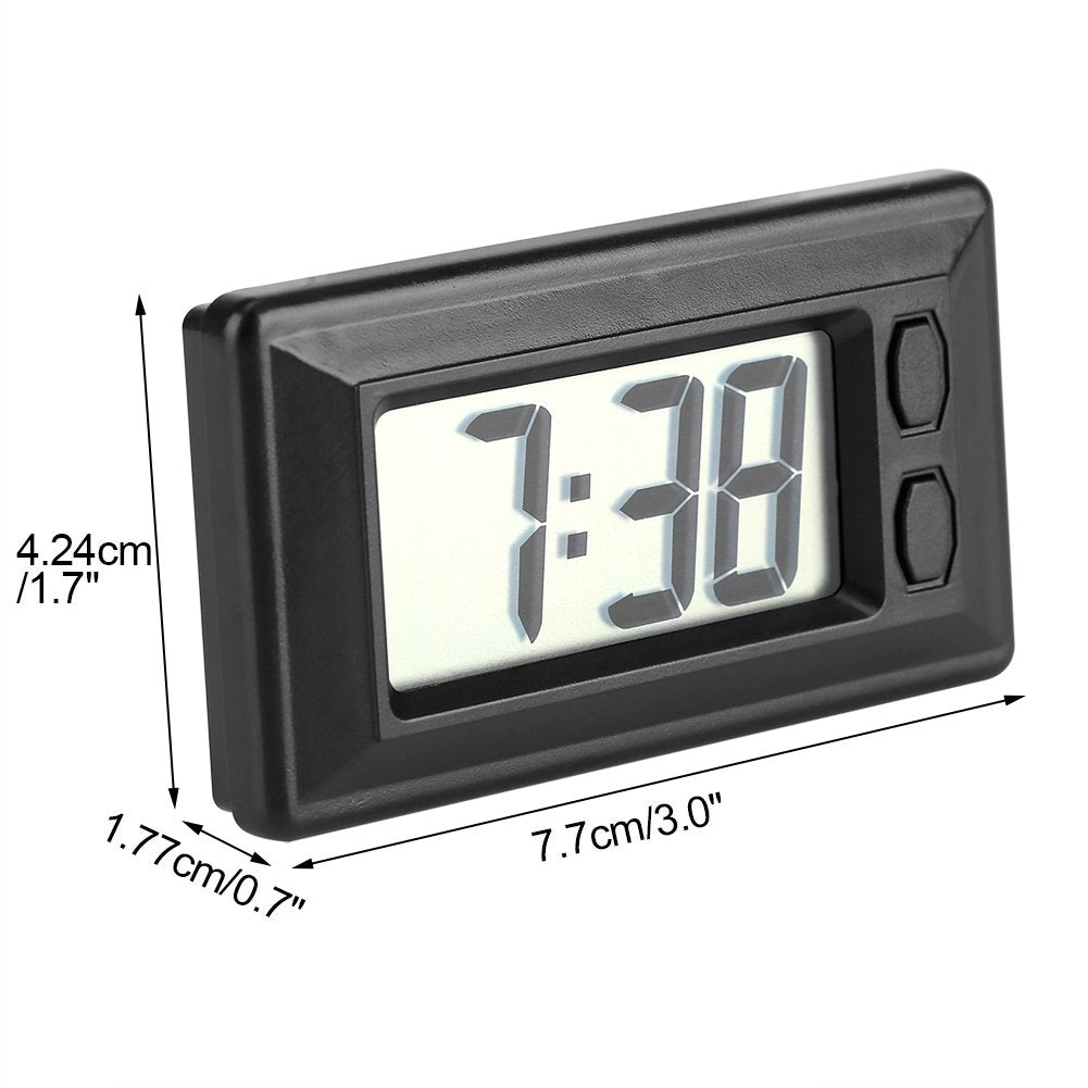 Digital Car Dashboard Clock Ultra-Thin LED Alarm Clock Battery Operated Portable Timer Sticker Adhesive Pad Clock Date Calendar