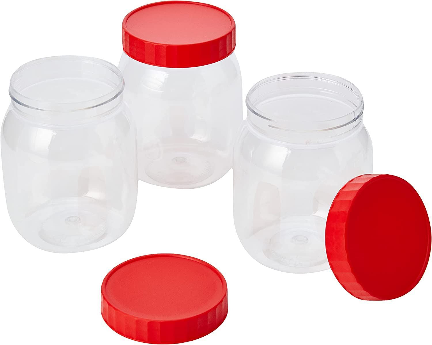3 PLASTIC STORAGE Containers with Screw Top Lids Food Canisters JARS Large 500ML