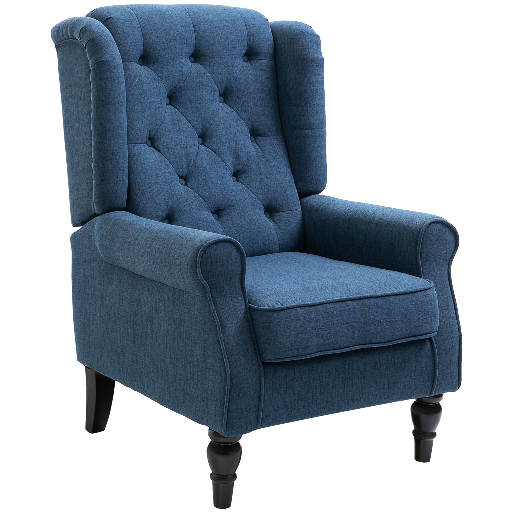 Retro Accent Chair Wingback Armchair with Wood Frame for Living Room