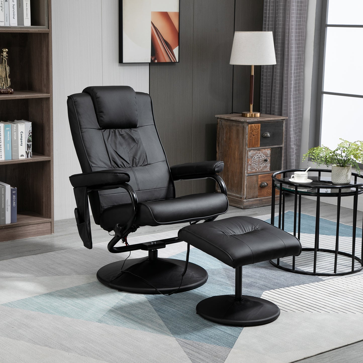 Freestanding Living Room Chair with High Density Cushion and Footrest Beige