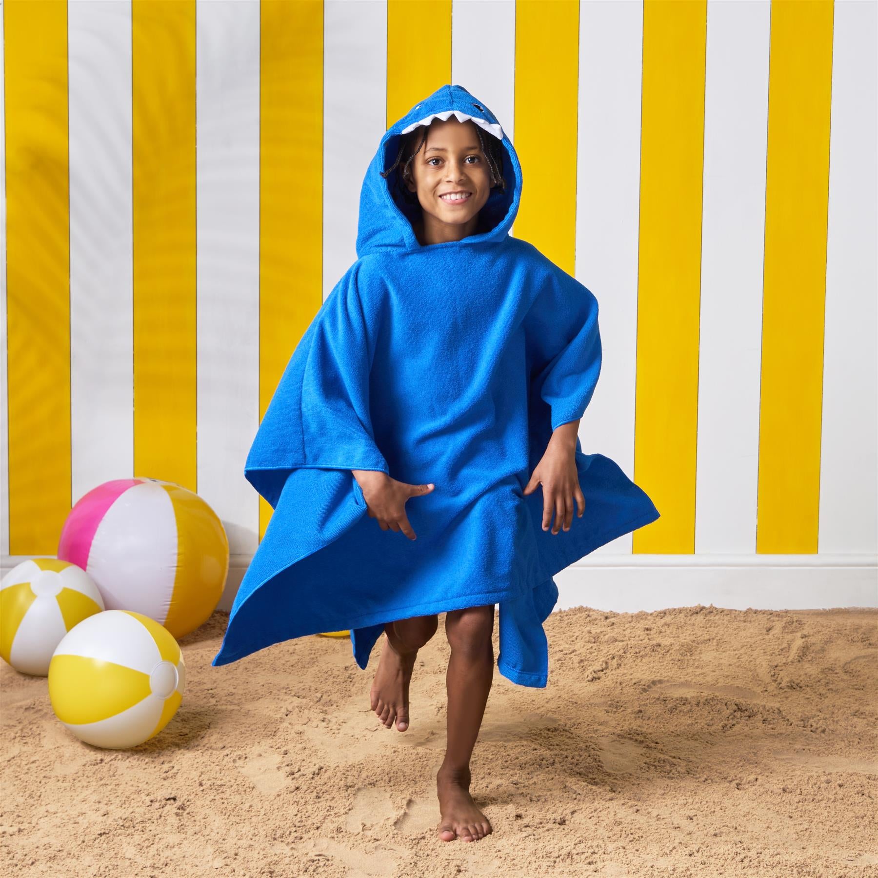 Kids Poncho Beach Towel Hooded Quick Dry Microfibre Holiday Swimming Absorbent