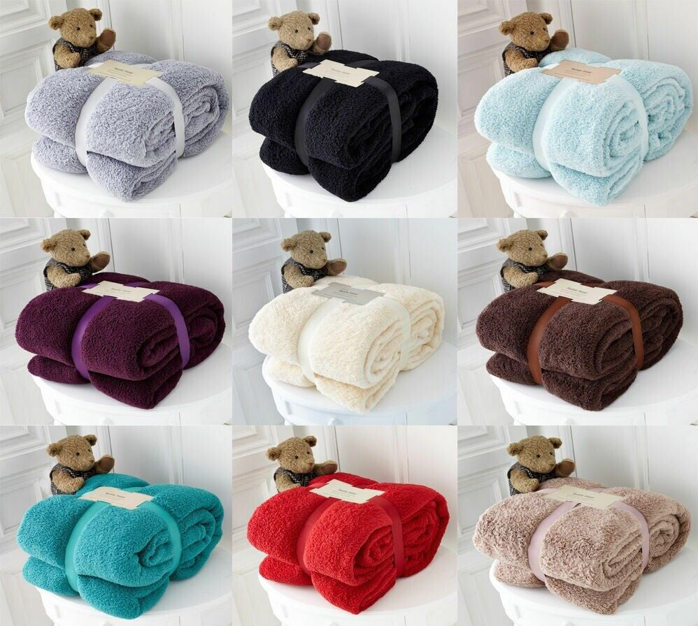 TEDDY BEAR FLEECE THROW over BED LARGE BEDSPREAD SOFT CUDDLY WARM SOFA BLANKET