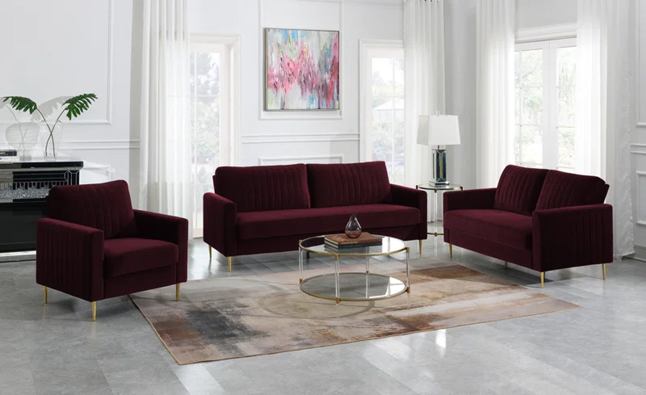 Marienville 3 - Piece Velvet Living Room Set