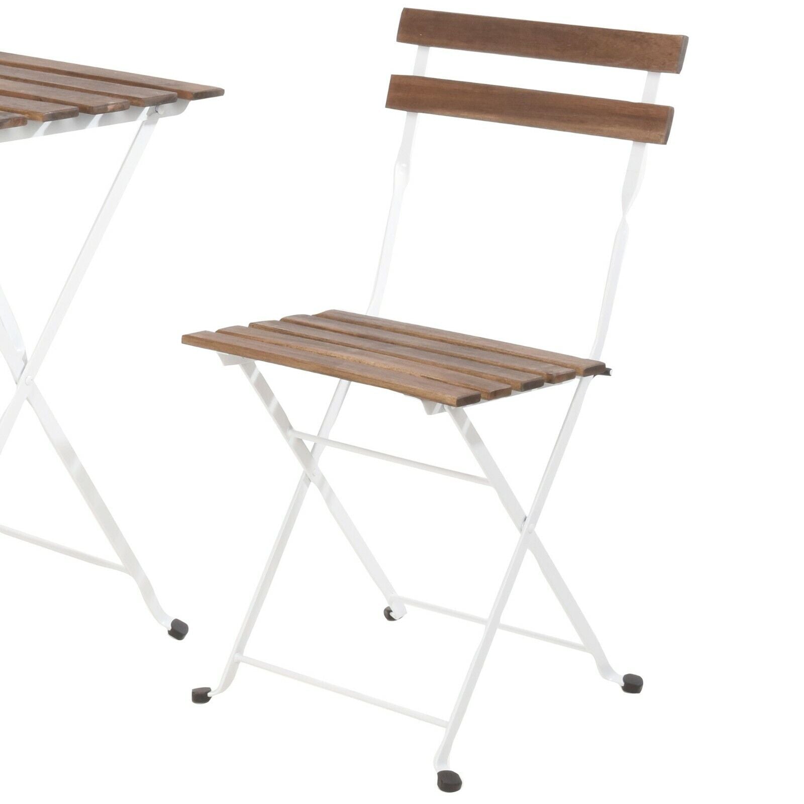 3Pcs Outdoor Garden Wooden & Metal Furniture Foldable Table & Chairs Bistro Set