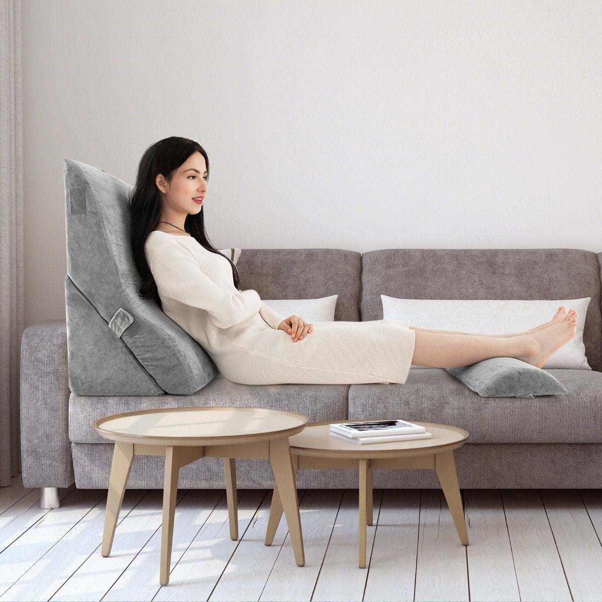 3 PCS Bed Wedge Pillow Set with Machine-Washable Cover for Snoring