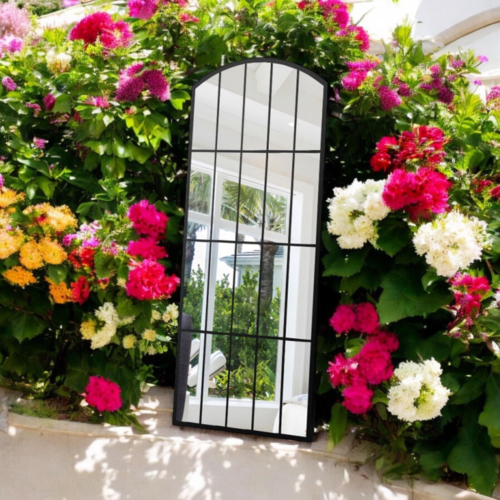 Framed Arched Mirror Wall Mounted Cast Iron Large Mirror Indoor Outdoor Garden