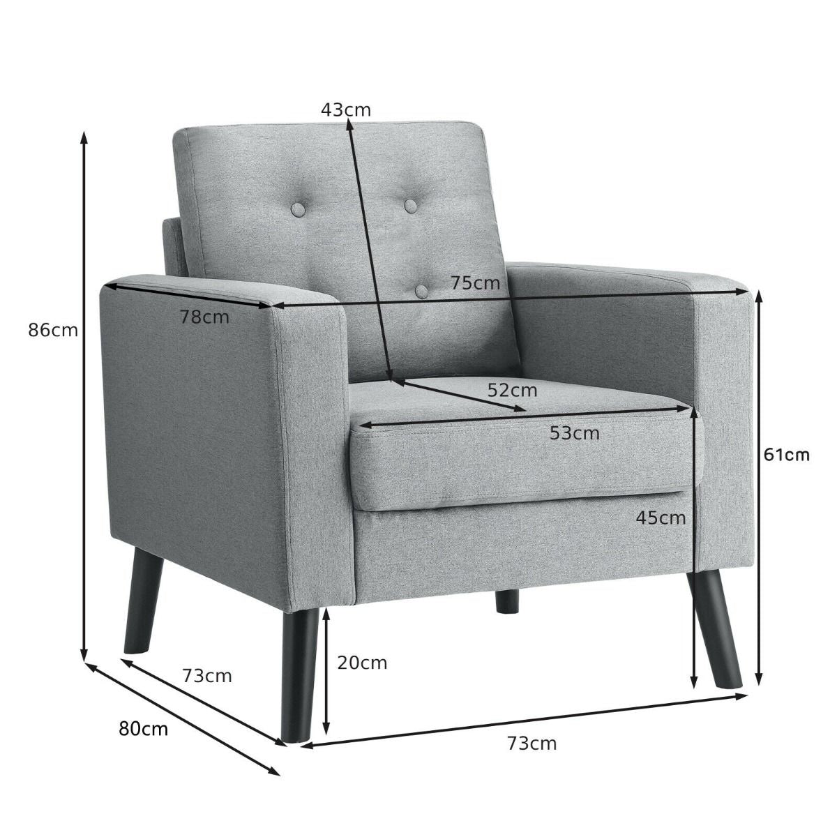 Modern Upholstered Accent Sofa Chair for Living Room