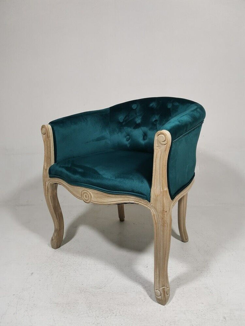 Teal Velvet Tub Chair Accent Armchair with Beech Frame for Living Room or Office