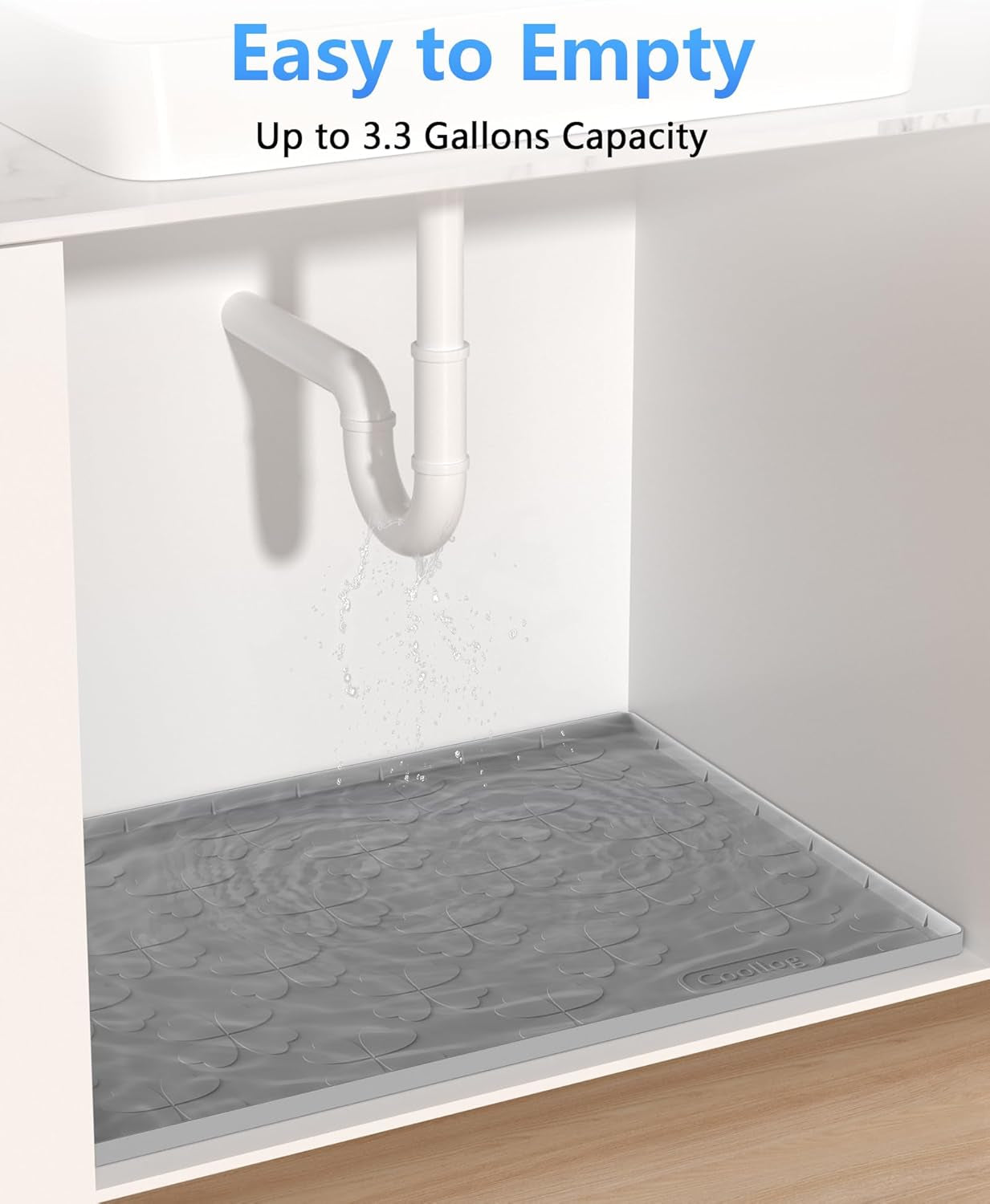 Waterproof under Sink Mat for 34" X 22" Cabinet Protector, Silicone Sink Mat for Kitchen and Bathroom, Easy to Clean Kitchen Cabinet Liner under Sink Drip Tray for Leaks