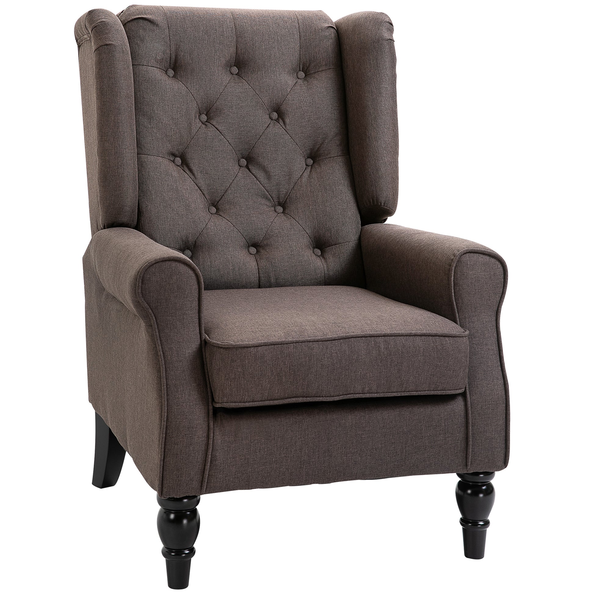 Retro Accent Chair Wingback Armchair with Wood Frame for Living Room