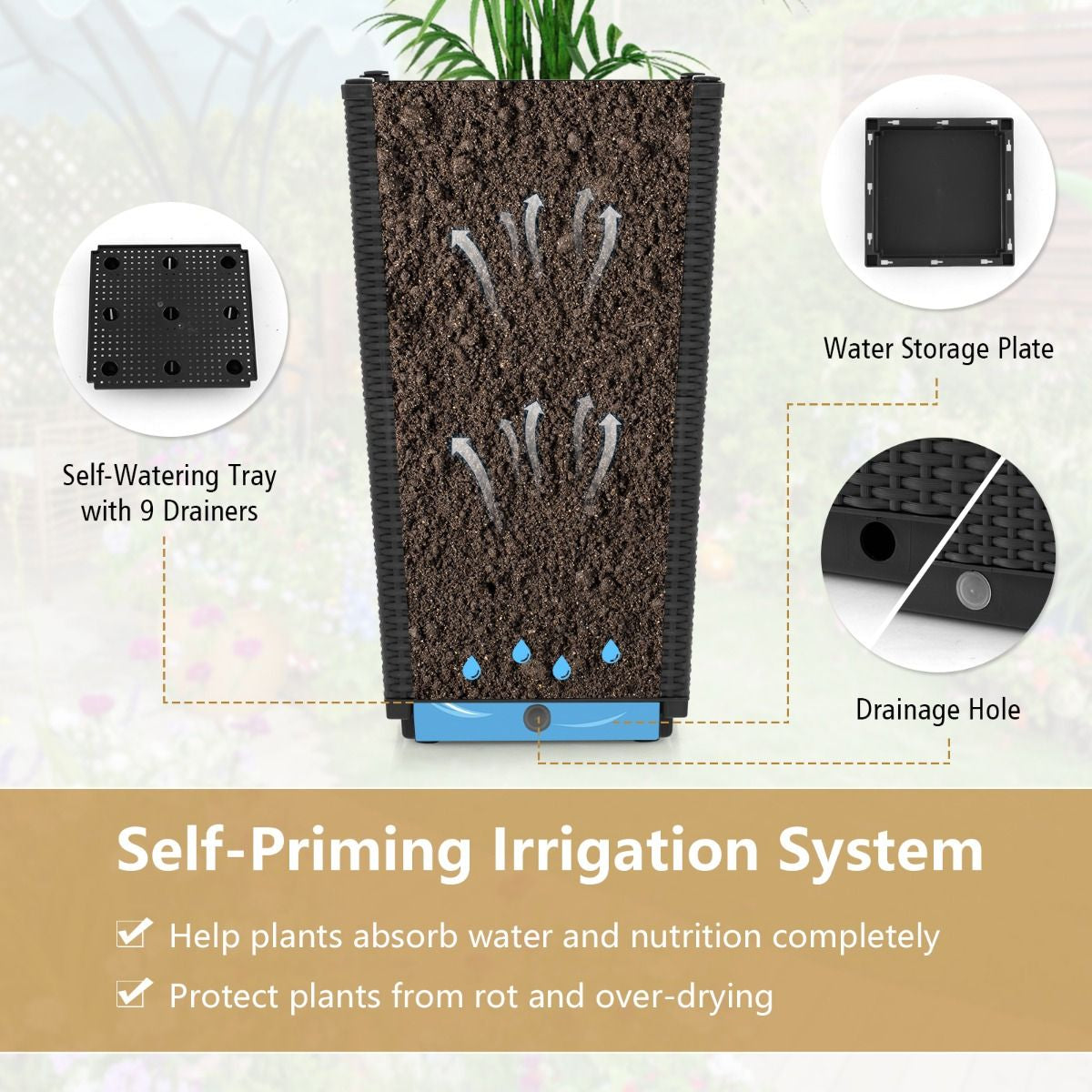 Outdoor Wicker Flower Pot Set of 2