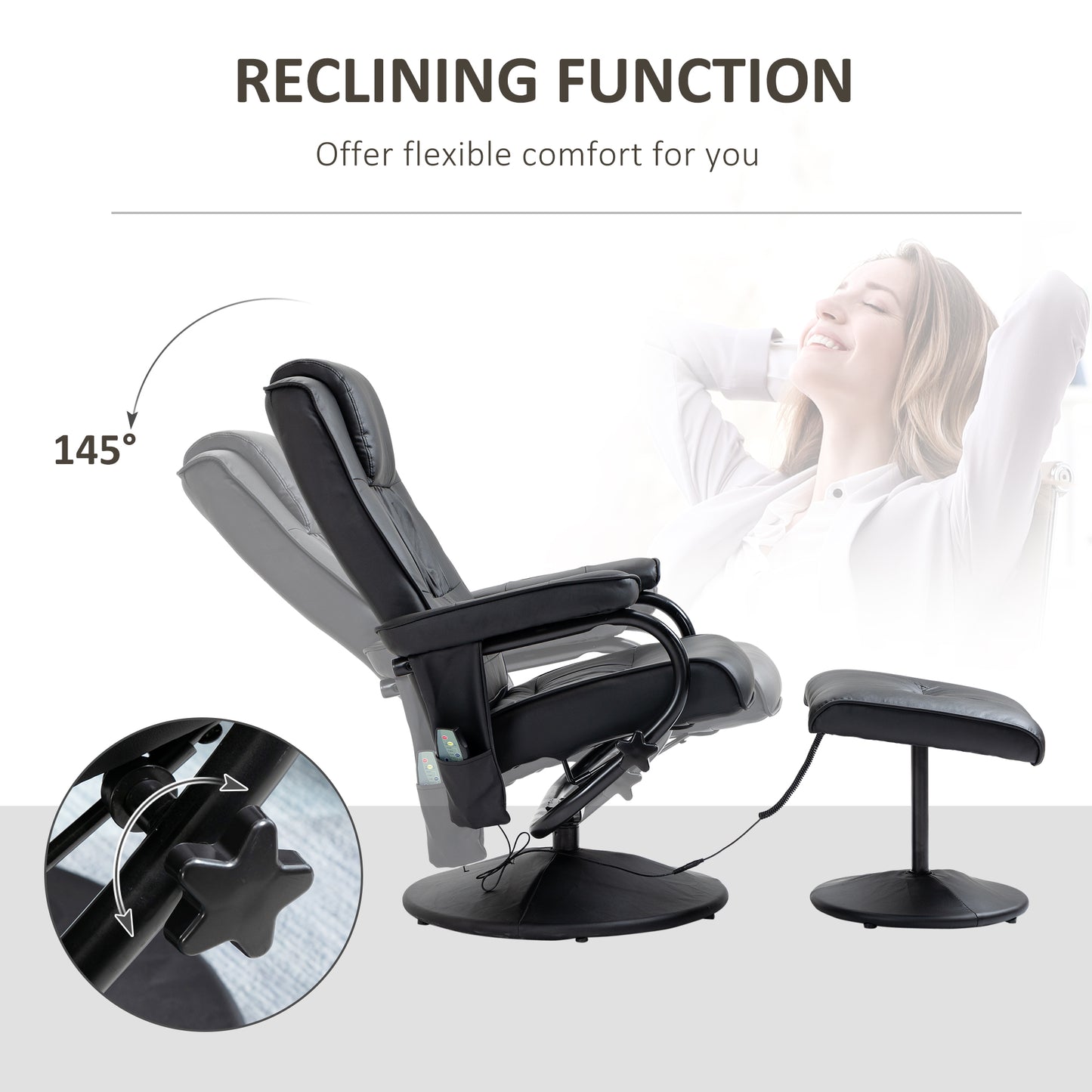 Freestanding Living Room Chair with High Density Cushion and Footrest Beige