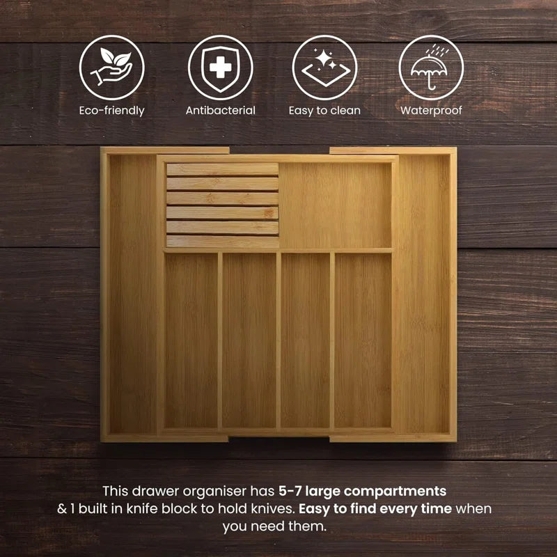 Bamboo Rectangle Flatware Caddy