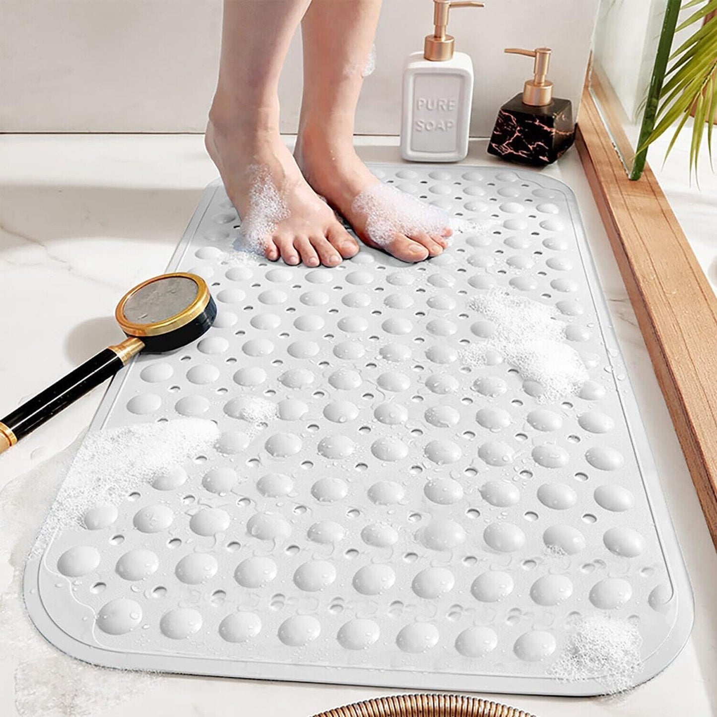 Extra Large Non Slip Bath Mat Bathtub Strong Suction Anti-Mold Rubber Shower Mat