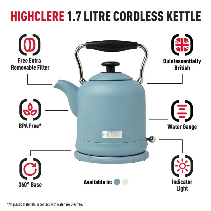 Highclere 1.5L Stainless Steel Electric Tea Kettle