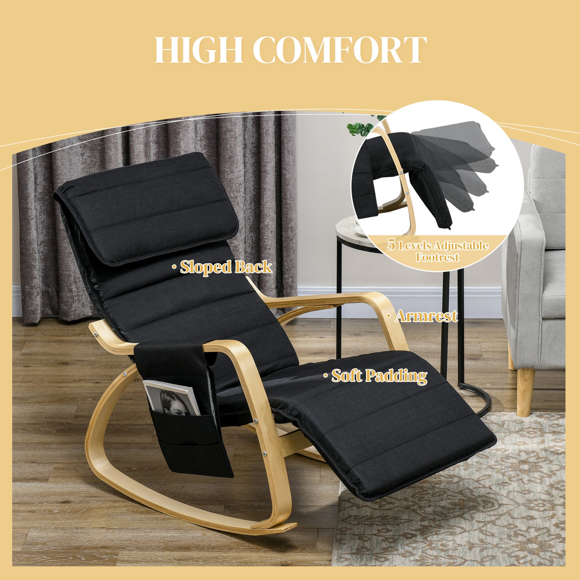 Modern Rocking Lounge Chair Recliner with Adjustable Footrest