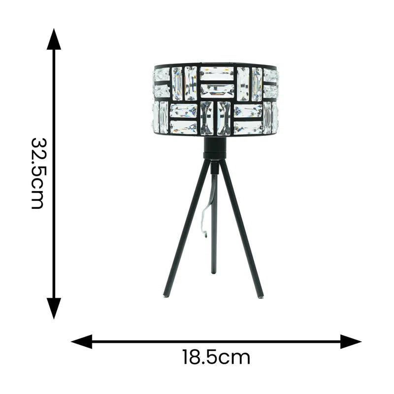 Akito Pair of Acrylic Jewel Two Tier Shade Black Tripod Table Lamps