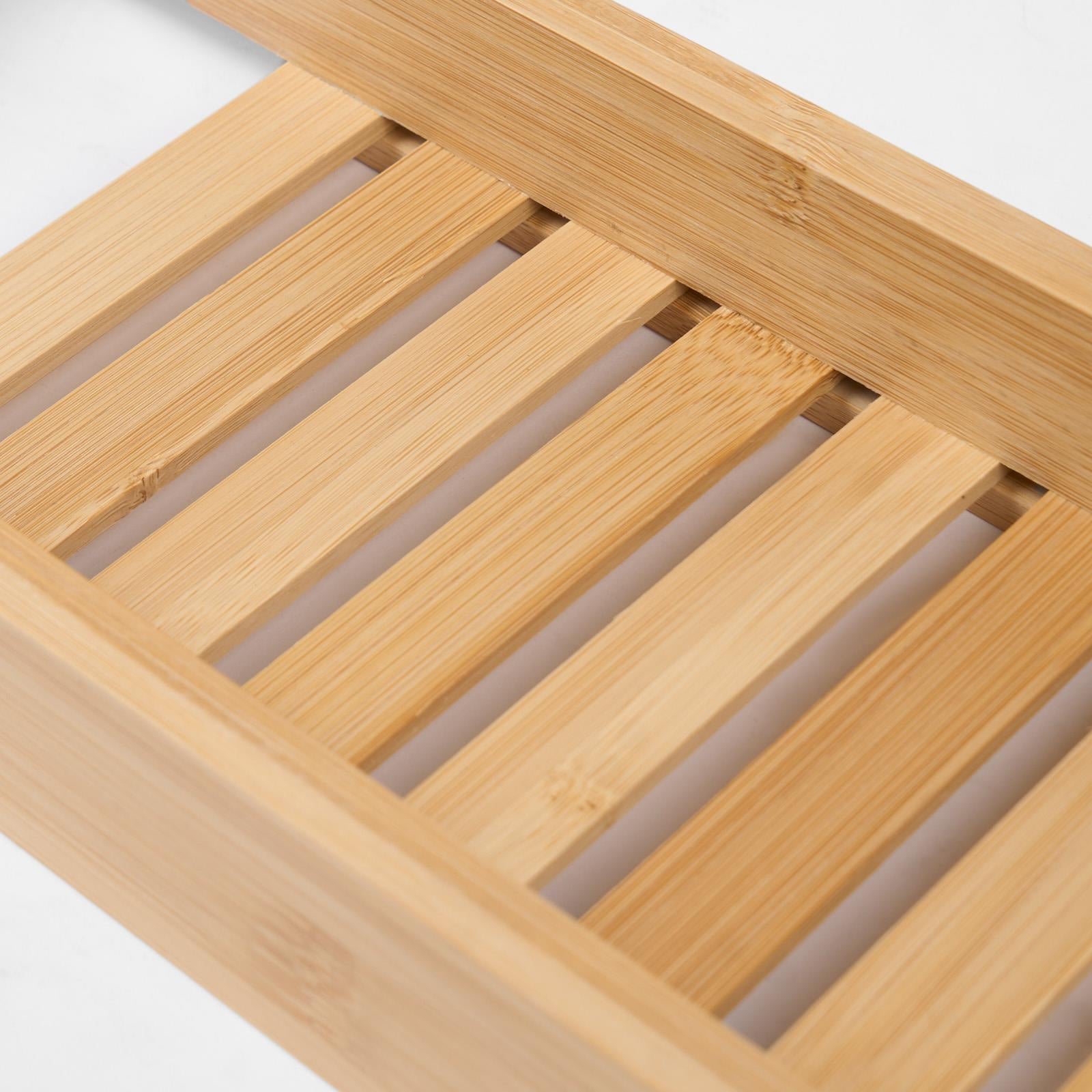 OHS Wooden Bath Tub Rack Storage Bathroom Caddy Shelf Tray Soap Holder Tidy Unit