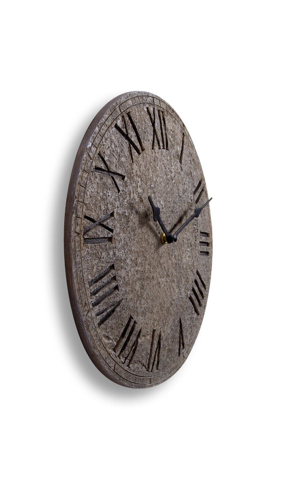 Wall Clock Garden Station Ornament Outdoor Stone Effect 12 Inch