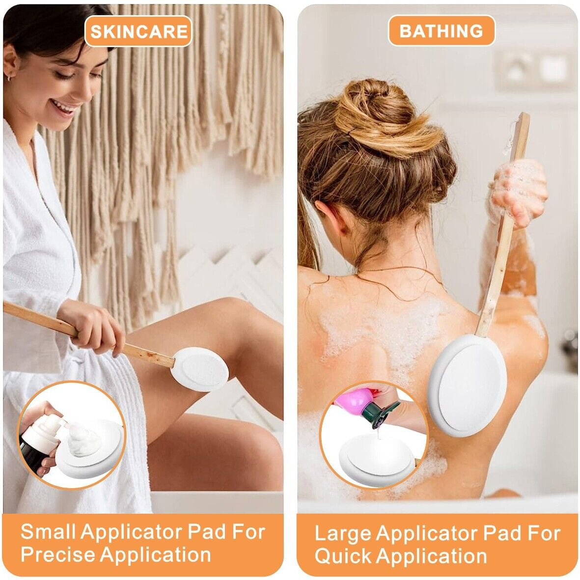 Long Handle Cream Lotion Applicator Body Massager Scrubber SPA Bath Shower Brush