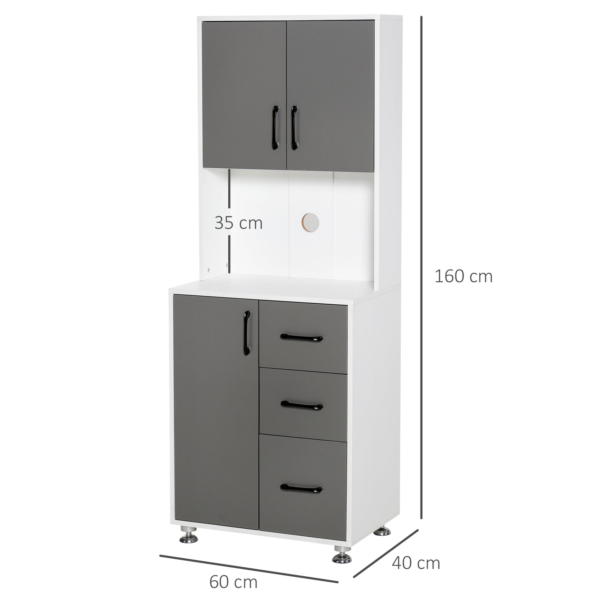 Modern Kitchen Cupboard with Storage Cabinets, 3 Drawers for Living Room