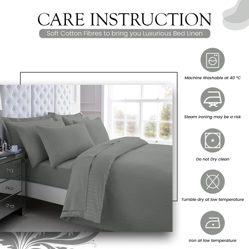 Cotton Striped Duvet Cover with Pillowcases