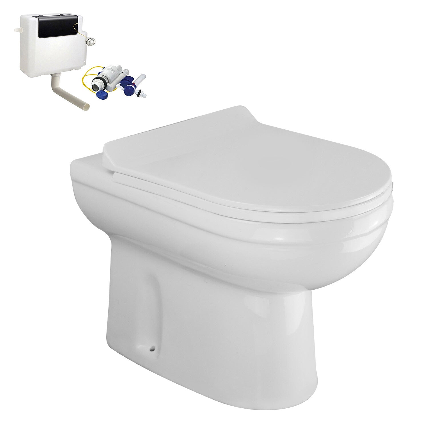 MANIFOLD BACK to WALL MODERN WC TOILET PAN & SOFT CLOSE SEAT + CONCEALED CISTERN