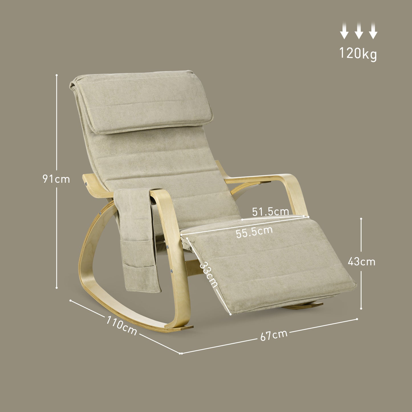 Modern Rocking Lounge Chair Recliner with Adjustable Footrest