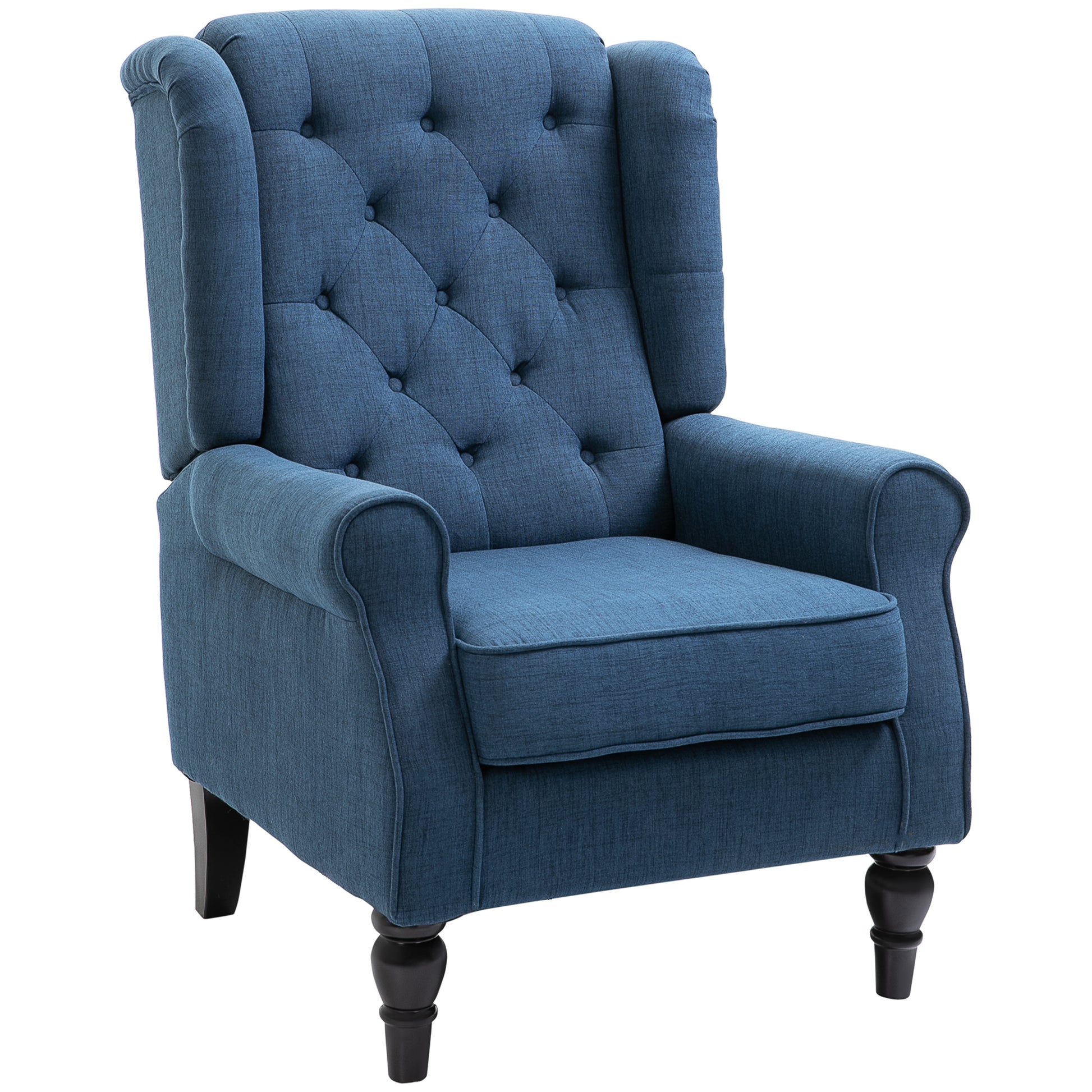 Retro Accent Chair Wingback Armchair with Wood Frame for Living Room