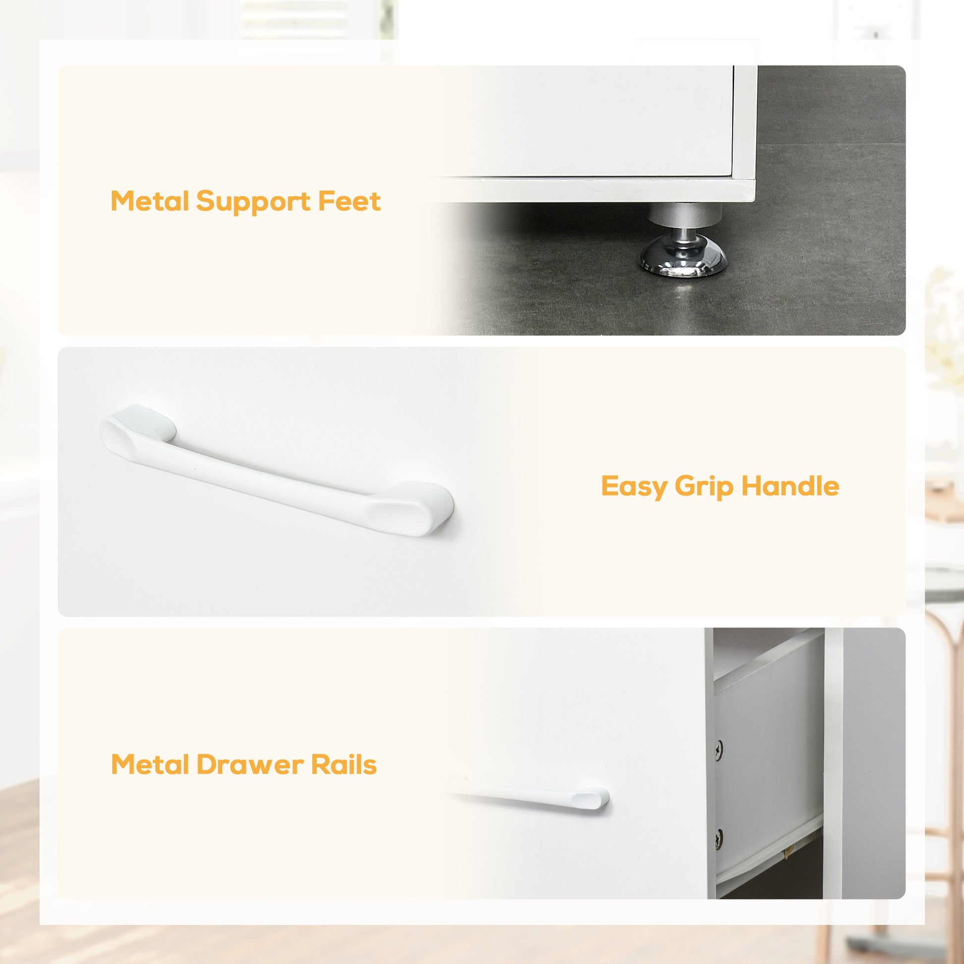 Modern Kitchen Cupboard with Storage Cabinets, 3 Drawers for Living Room