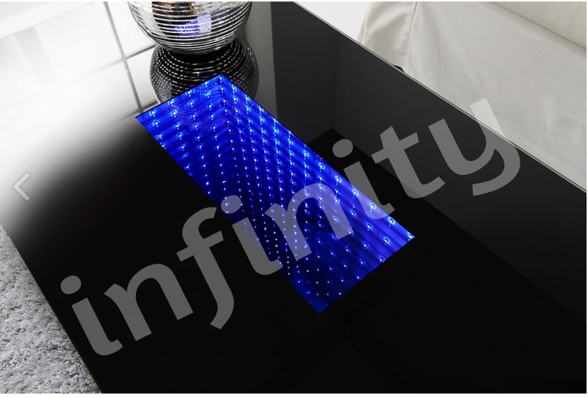 LED High Gloss Coffee Table Glass Top Living Room Decoration Furniture