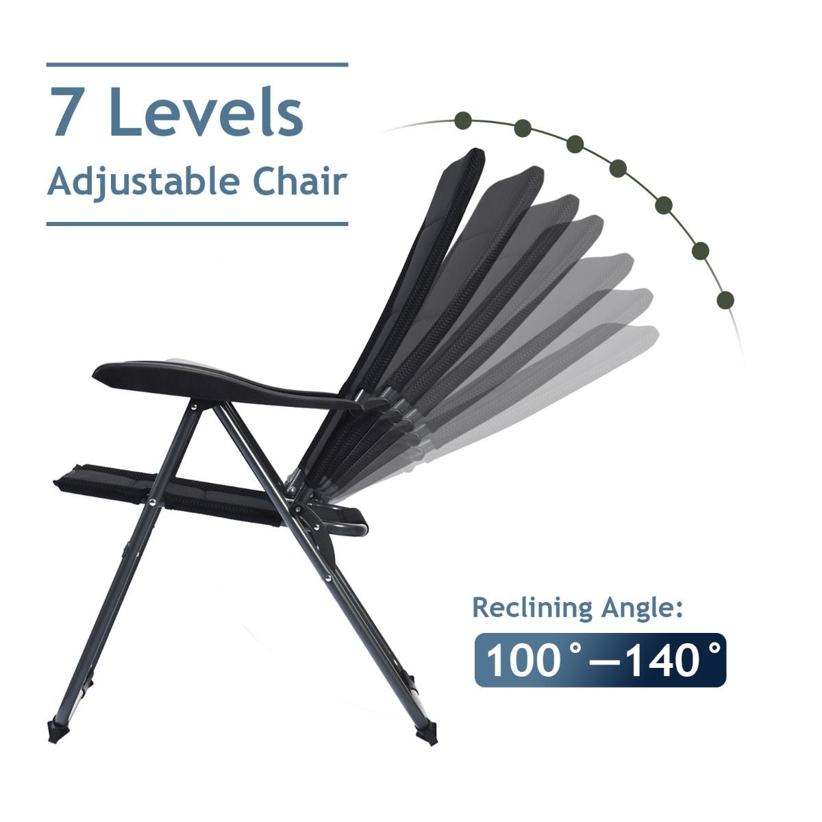 2-Piece Padded Patio Lounger Chair with 7 Adjustable Backrest Positions