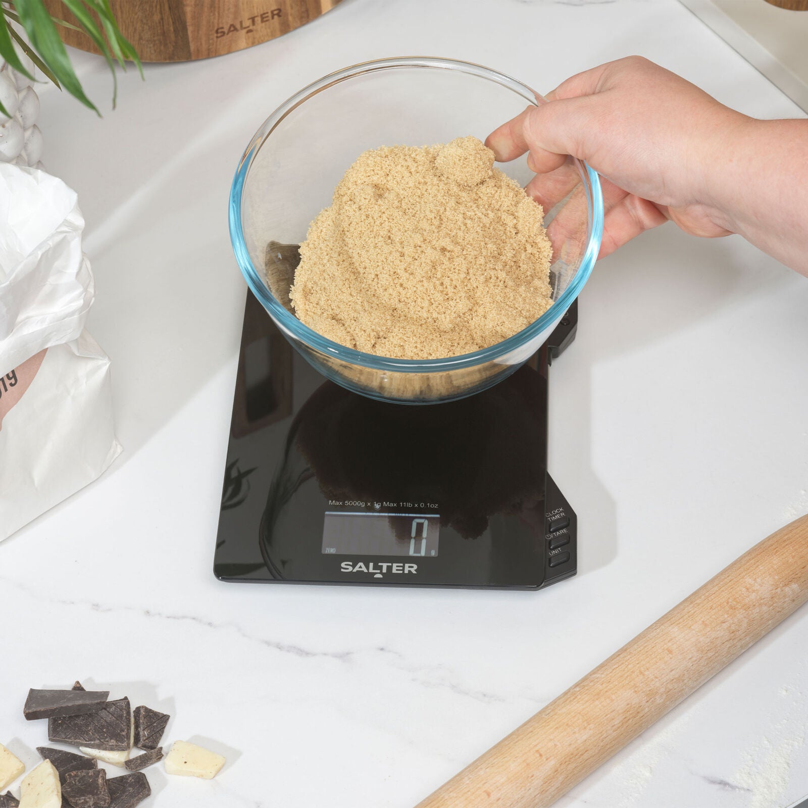 Salter Thermometer & Scale Set LCD Display 5Kg Capacity Timer & Clock (Open Box)