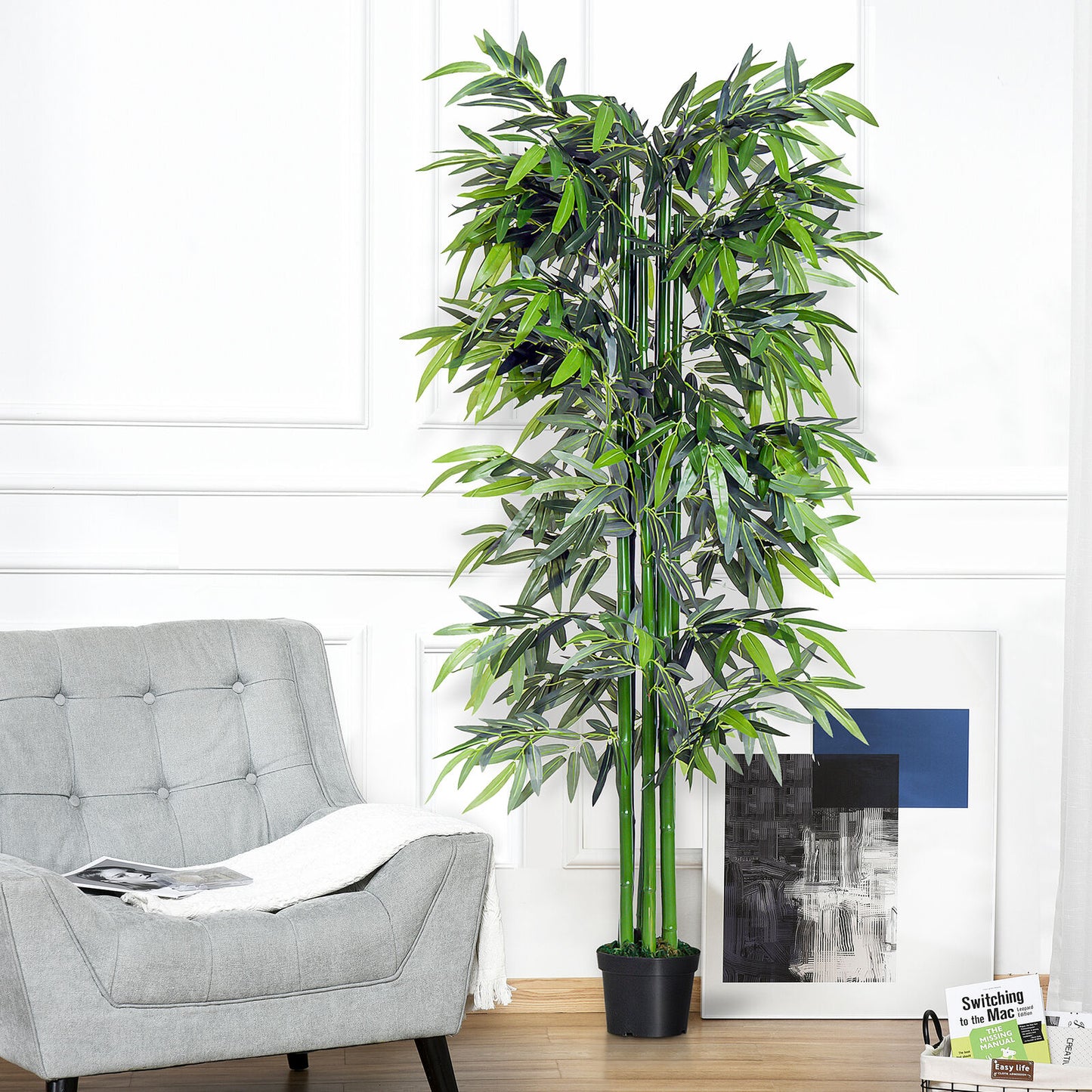 Outsunny Artificial Bamboo Tree Plant Greenary in a Pot 1.8M for Home or Office