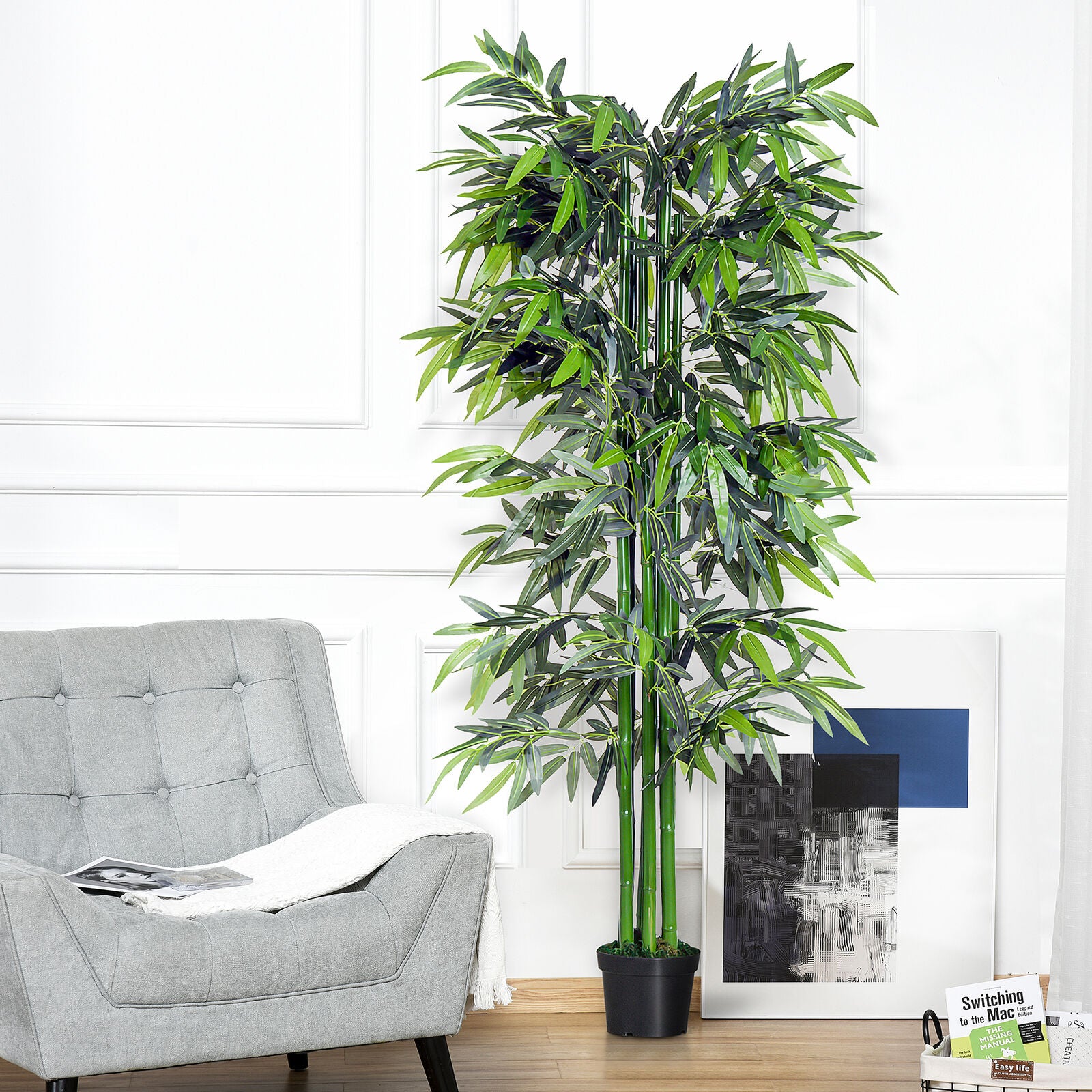 Outsunny Artificial Bamboo Tree Plant Greenary in a Pot 1.8M for Home or Office