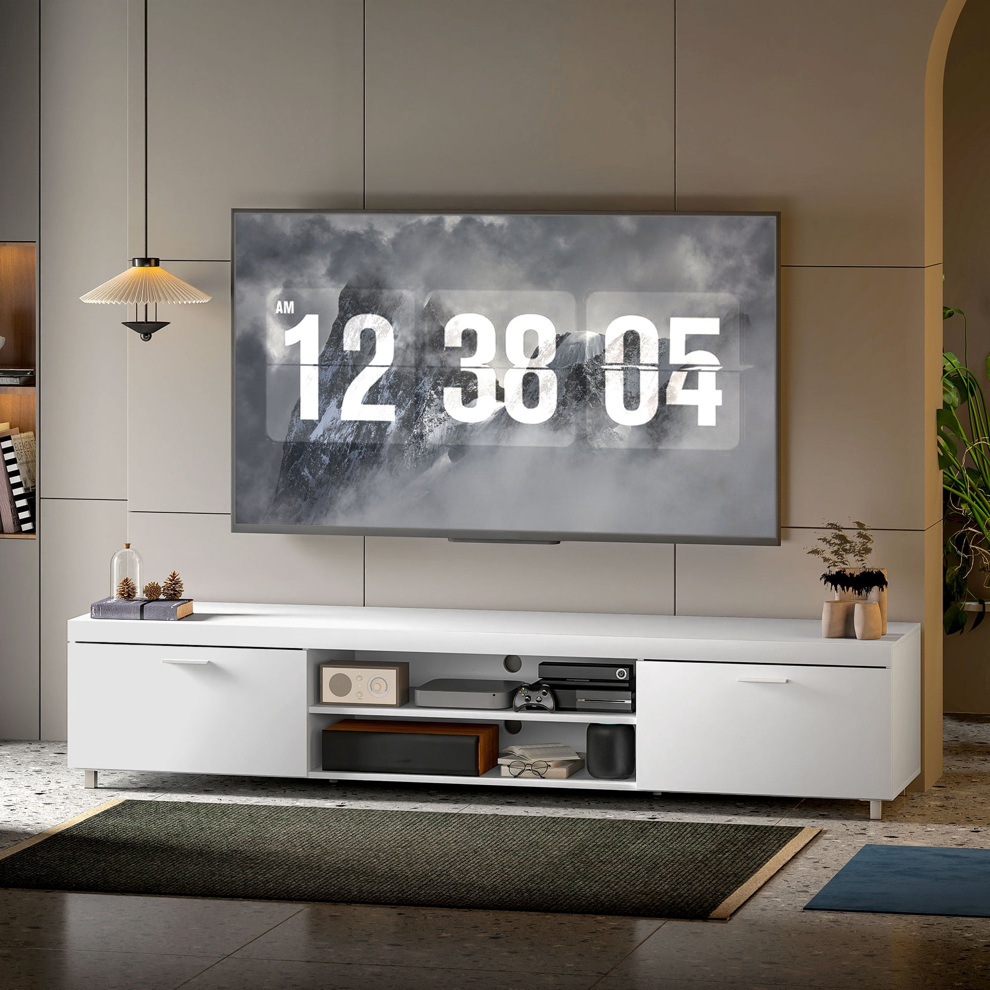 Modern Unit for TV W/ Cabinet Shelf for Living Room