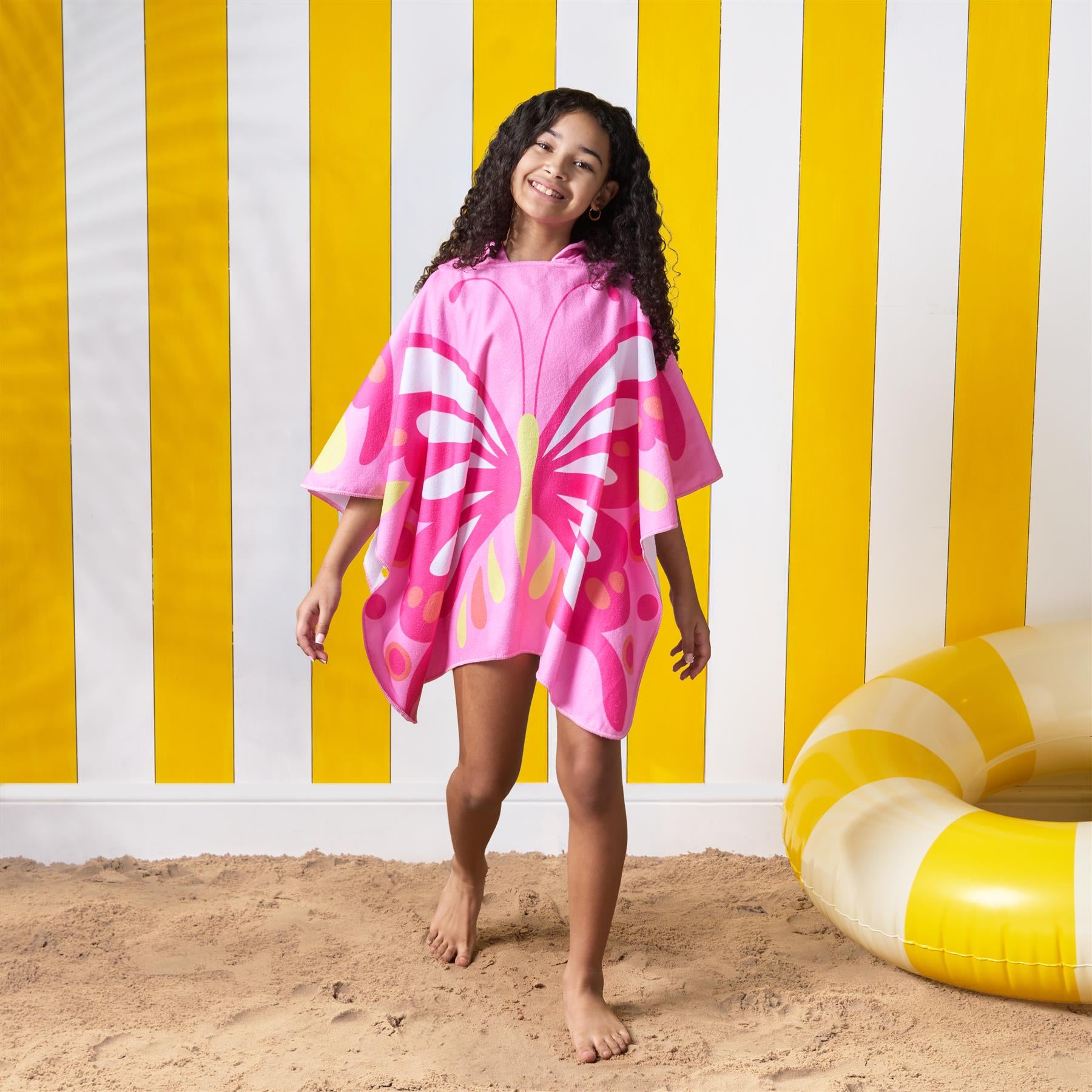 Kids Poncho Beach Towel Hooded Quick Dry Microfibre Holiday Swimming Absorbent