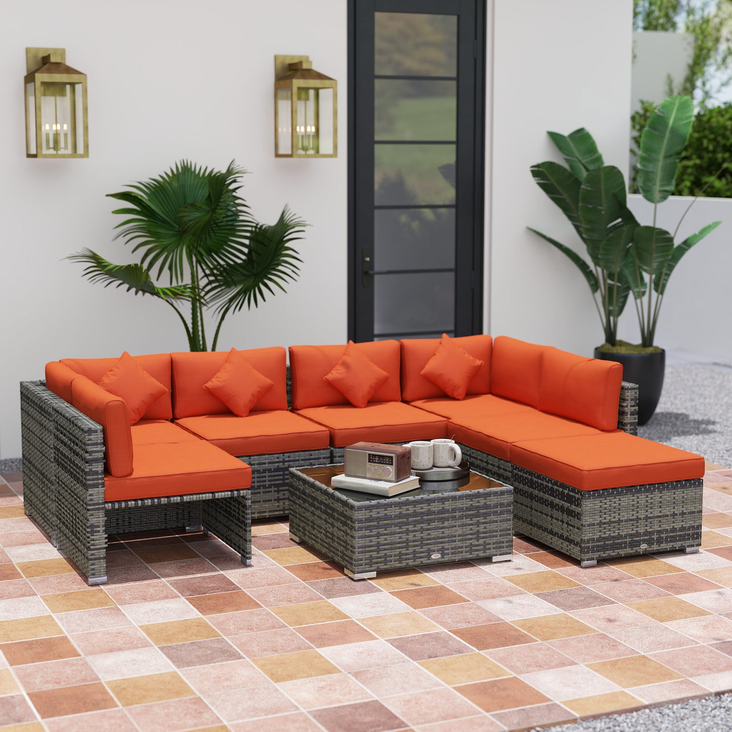 Rattan Outdoor Garden Furniture Patio Corner Sofa Set with Cushions