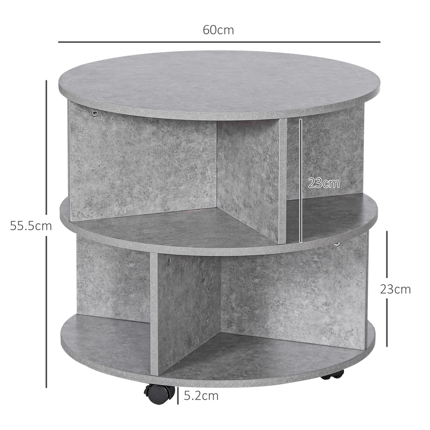 3 Tier round Coffee Table with Storage Shelves for Living Room