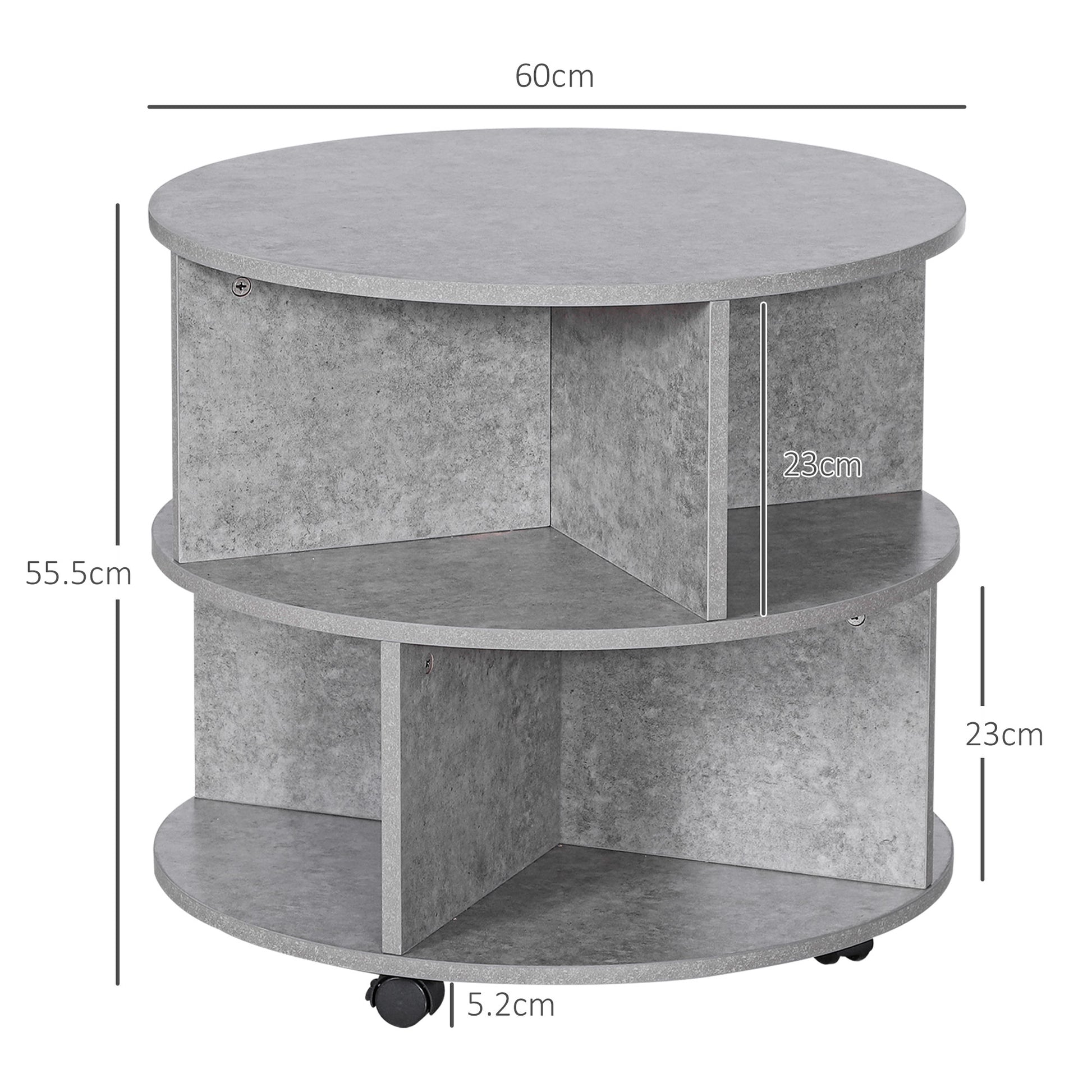 3 Tier round Coffee Table with Storage Shelves for Living Room